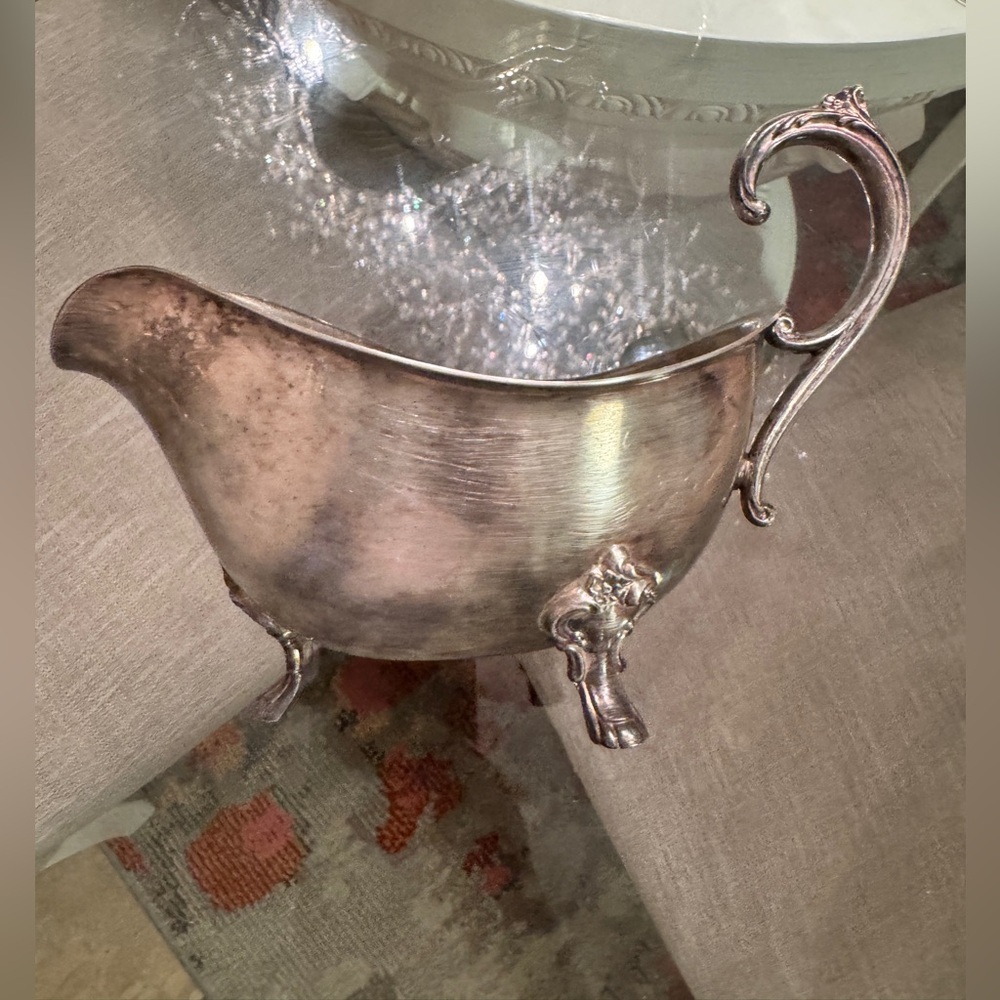Elegant Vintage Silver Gravy Boat